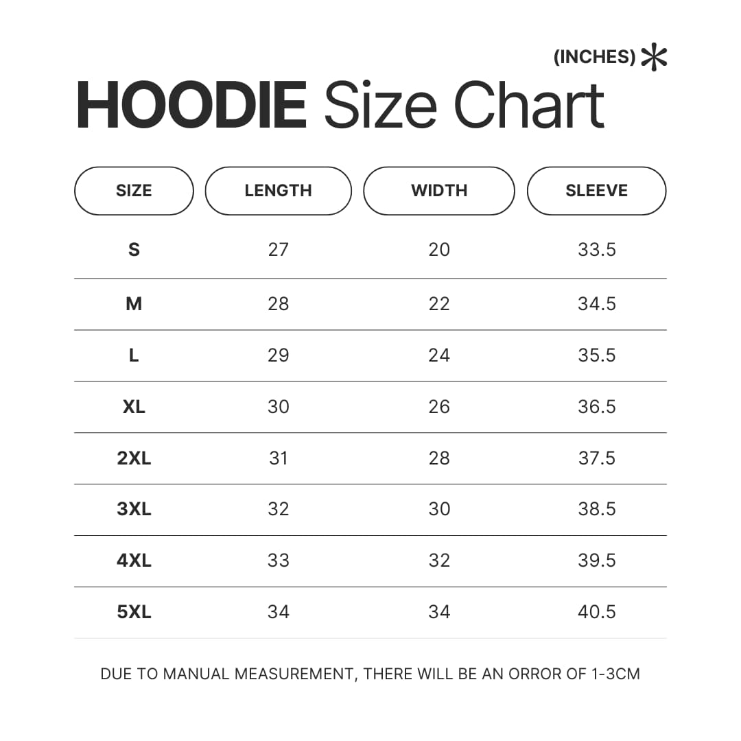 Hoodie Size Chart - Daft Punk Shop