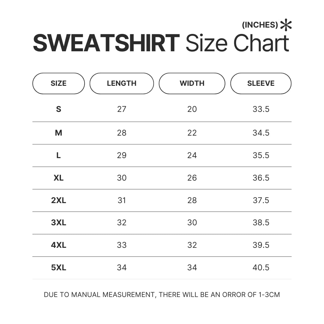 Sweatshirt Size Chart - Daft Punk Shop