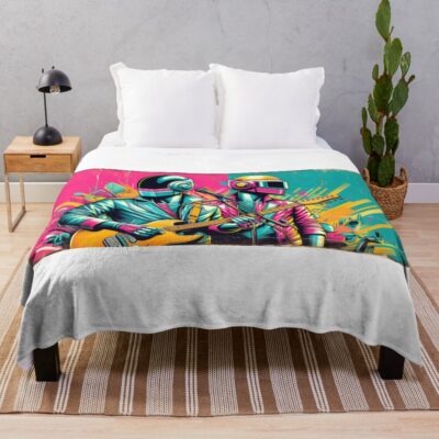 Vibrant Visions A Fusion Of Daft Punk Special Throw Blanket