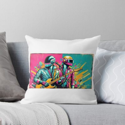 Vibrant Visions A Fusion Of Daft Punk Special Throw Pillow
