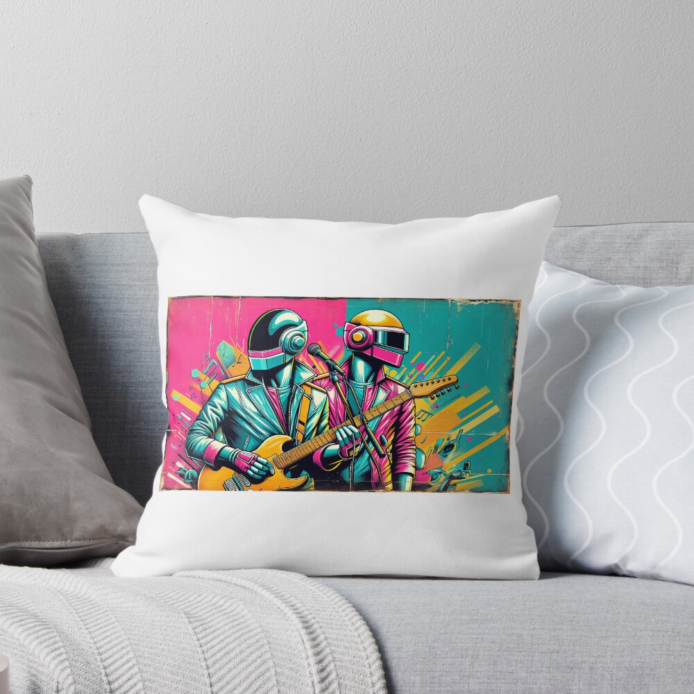 Vibrant Visions A Fusion Of Daft Punk Special Throw Pillow